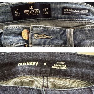 2 pairs of jeans: Hollister and Old navy Classic Blue Denim Jeans